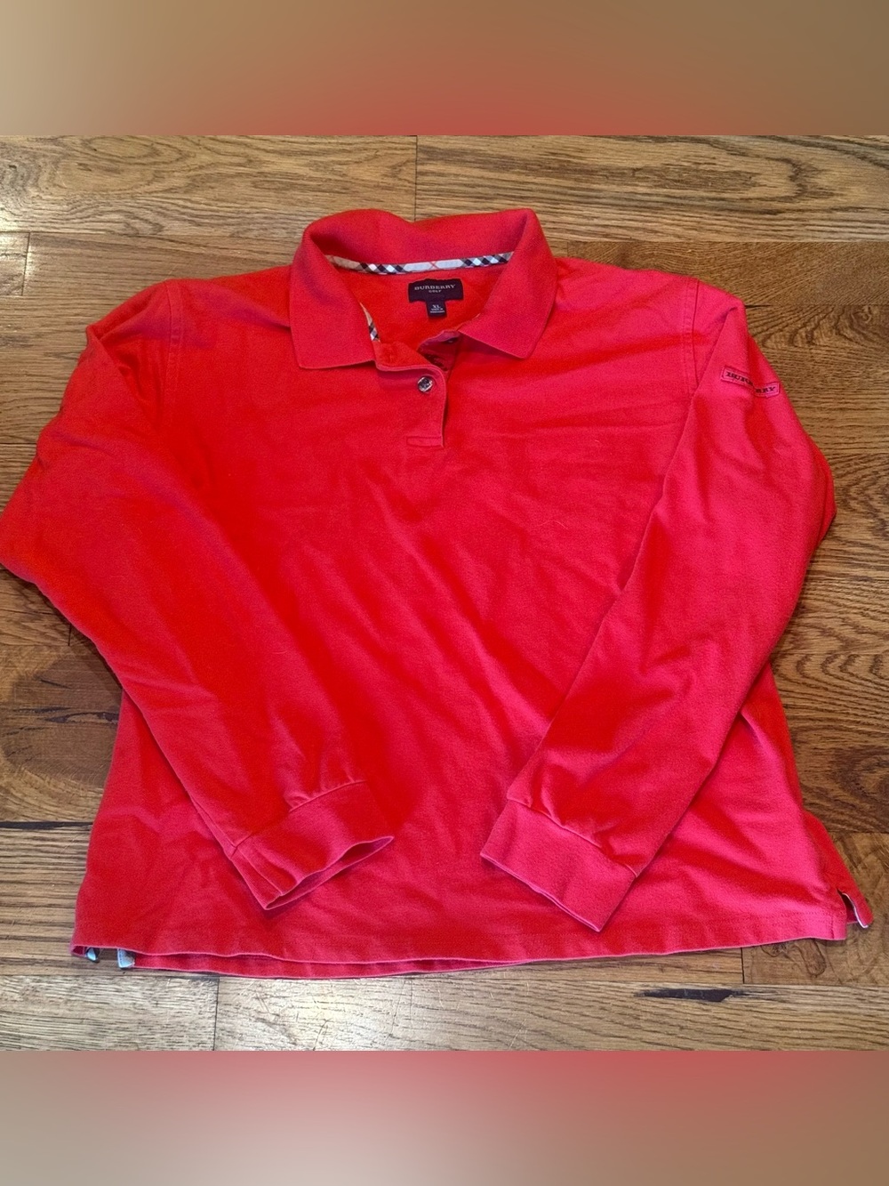 Burberry Golf. Long sleeve Red Polo. Size XL.
